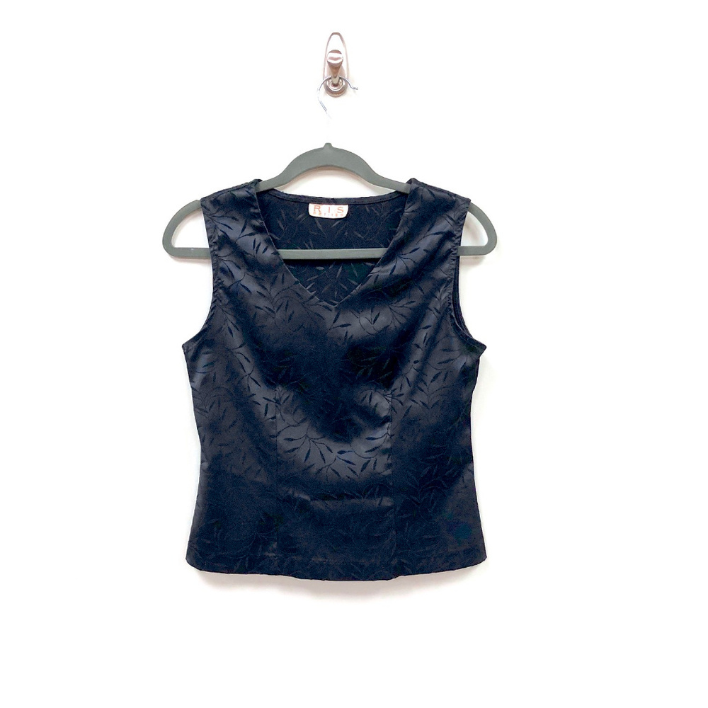Vintage RIS Petites Black Sleeveless Top